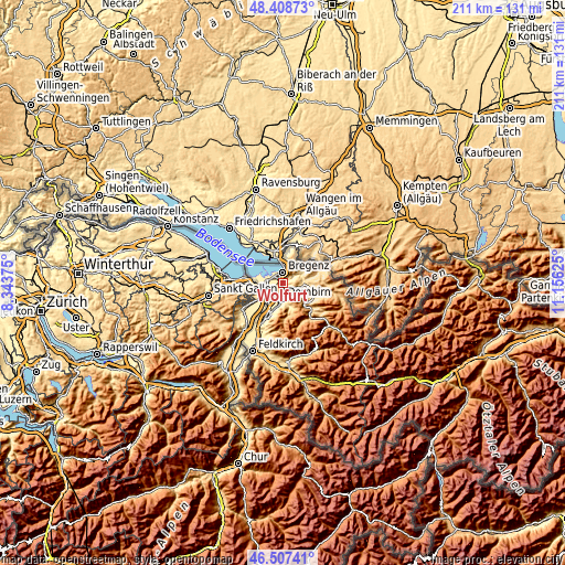 Topographic map of Wolfurt