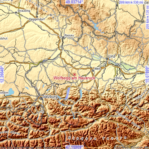 Topographic map of Wolfsegg am Hausruck