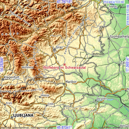 Topographic map of Wolfsberg im Schwarzautal