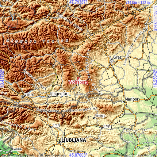 Topographic map of Wolfsberg