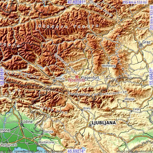 Topographic map of Wölfnitz