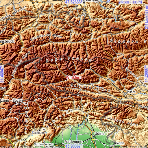 Topographic map of Winklern