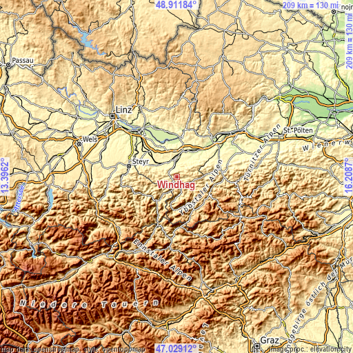 Topographic map of Windhag