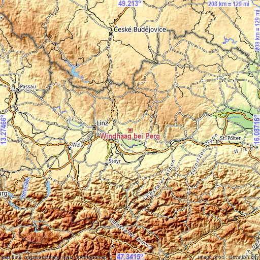 Topographic map of Windhaag bei Perg