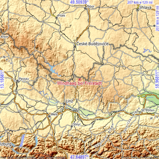 Topographic map of Windhaag bei Freistadt