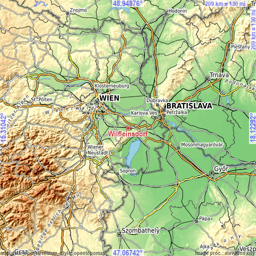 Topographic map of Wilfleinsdorf