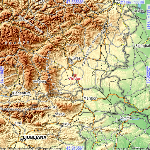 Topographic map of Wildon