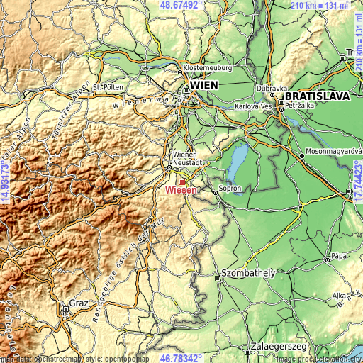 Topographic map of Wiesen