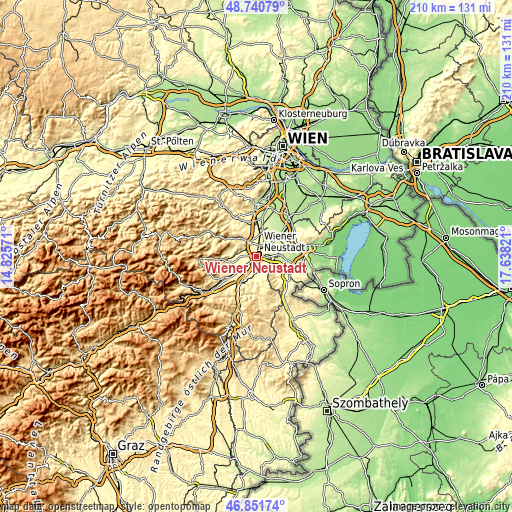 Topographic map of Wiener Neustadt