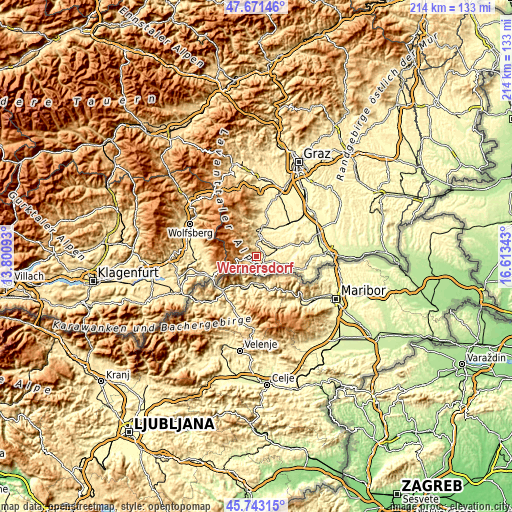 Topographic map of Wernersdorf