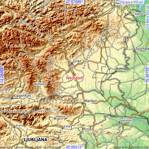 Topographic map of Werndorf