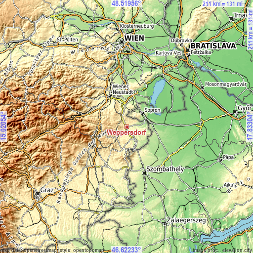 Topographic map of Weppersdorf