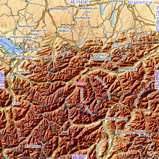 Topographic map of Wenns