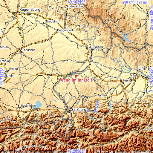 Topographic map of Weng im Innkreis