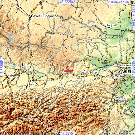 Topographic map of Weiten