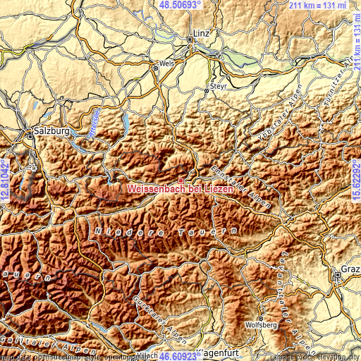 Topographic map of Weißenbach bei Liezen