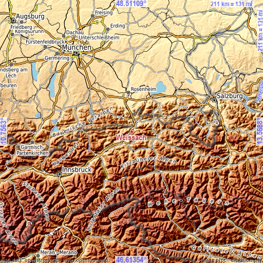 Topographic map of Weissach