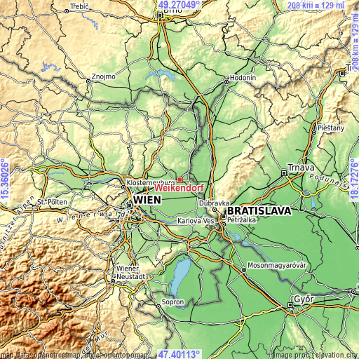 Topographic map of Weikendorf