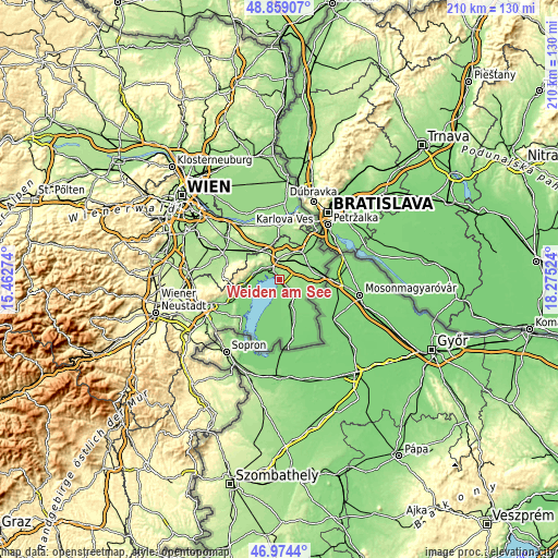 Topographic map of Weiden am See