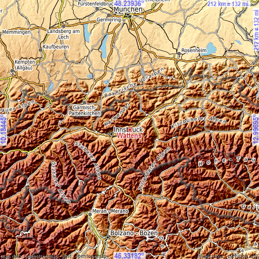 Topographic map of Wattens