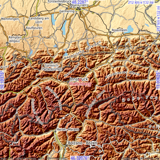 Topographic map of Wattenberg