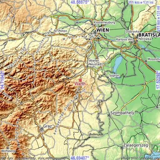 Topographic map of Warth