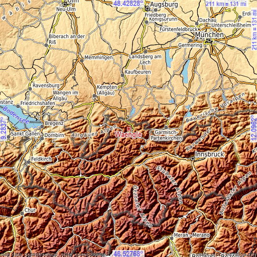 Topographic map of Wängle