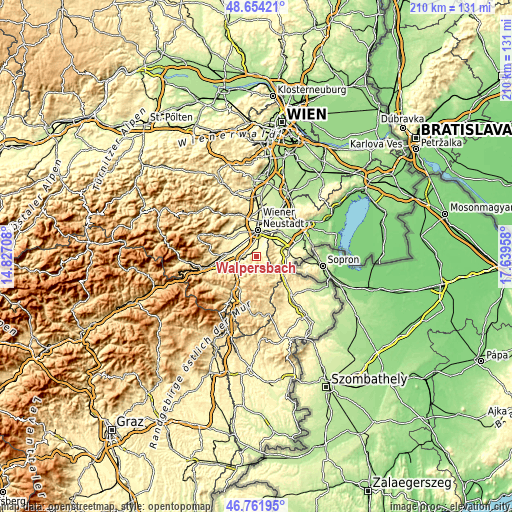 Topographic map of Walpersbach