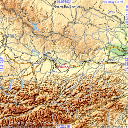 Topographic map of Wallsee