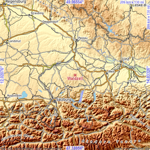 Topographic map of Waldzell