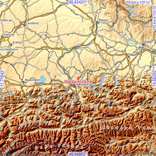 Topographic map of Waldprechting