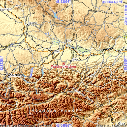 Topographic map of Waldneukirchen