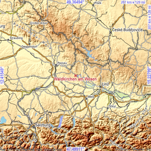 Topographic map of Waldkirchen am Wesen