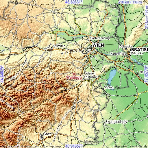 Topographic map of Waldegg