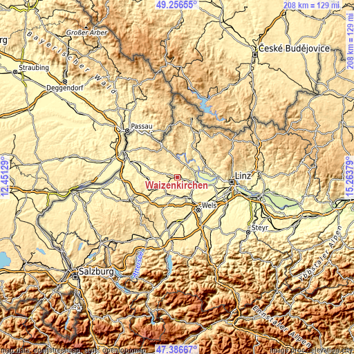 Topographic map of Waizenkirchen