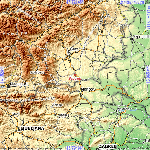 Topographic map of Wagna