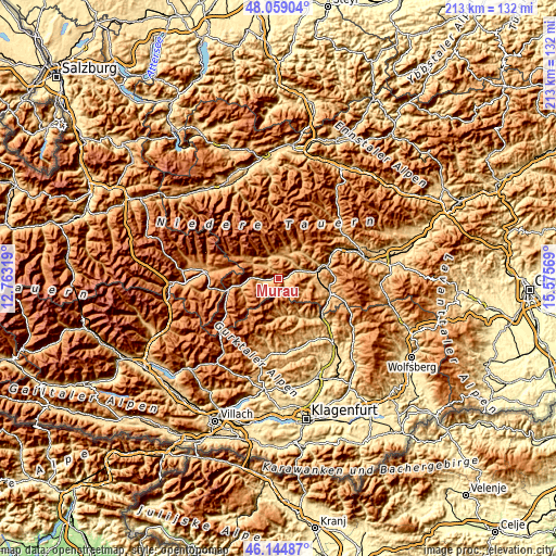 Topographic map of Murau