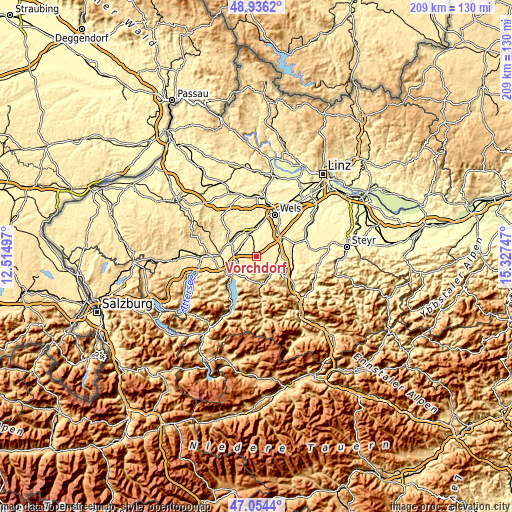 Topographic map of Vorchdorf