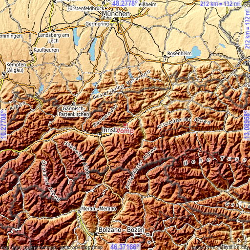 Topographic map of Vomp