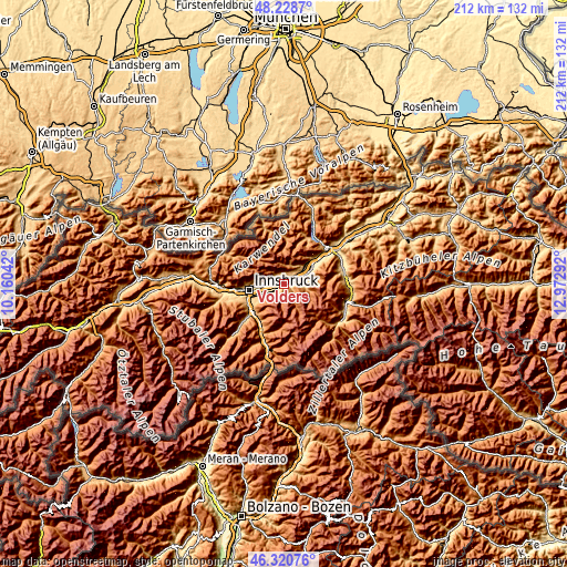 Topographic map of Volders