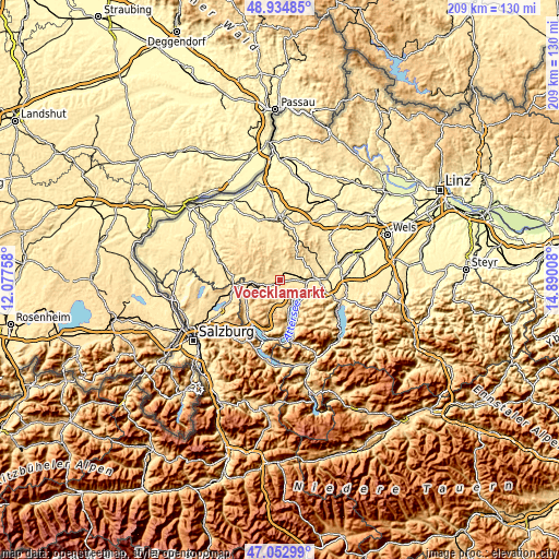 Topographic map of Vöcklamarkt