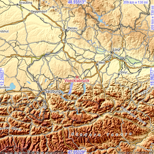 Topographic map of Vöcklabruck