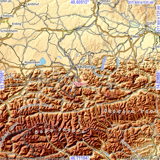Topographic map of Vigaun
