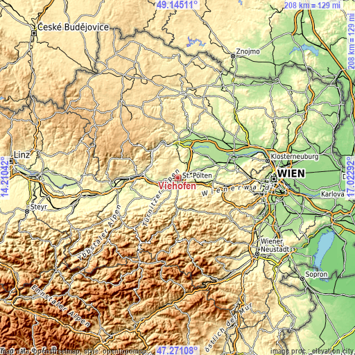 Topographic map of Viehofen