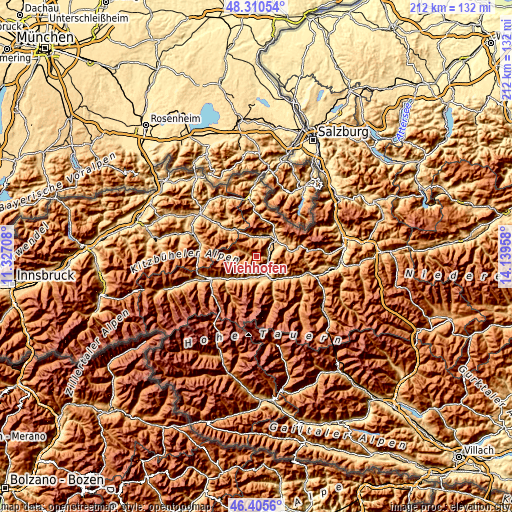 Topographic map of Viehhofen