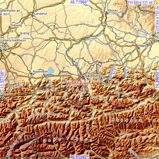 Topographic map of Viehhausen