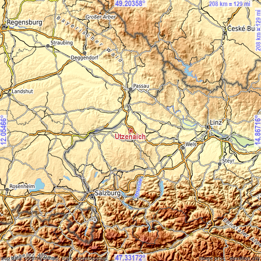 Topographic map of Utzenaich