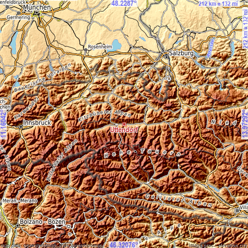 Topographic map of Uttendorf