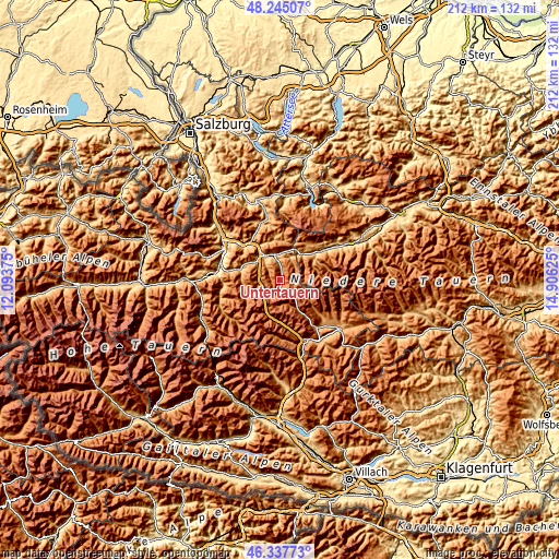 Topographic map of Untertauern