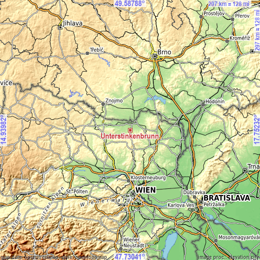 Topographic map of Unterstinkenbrunn